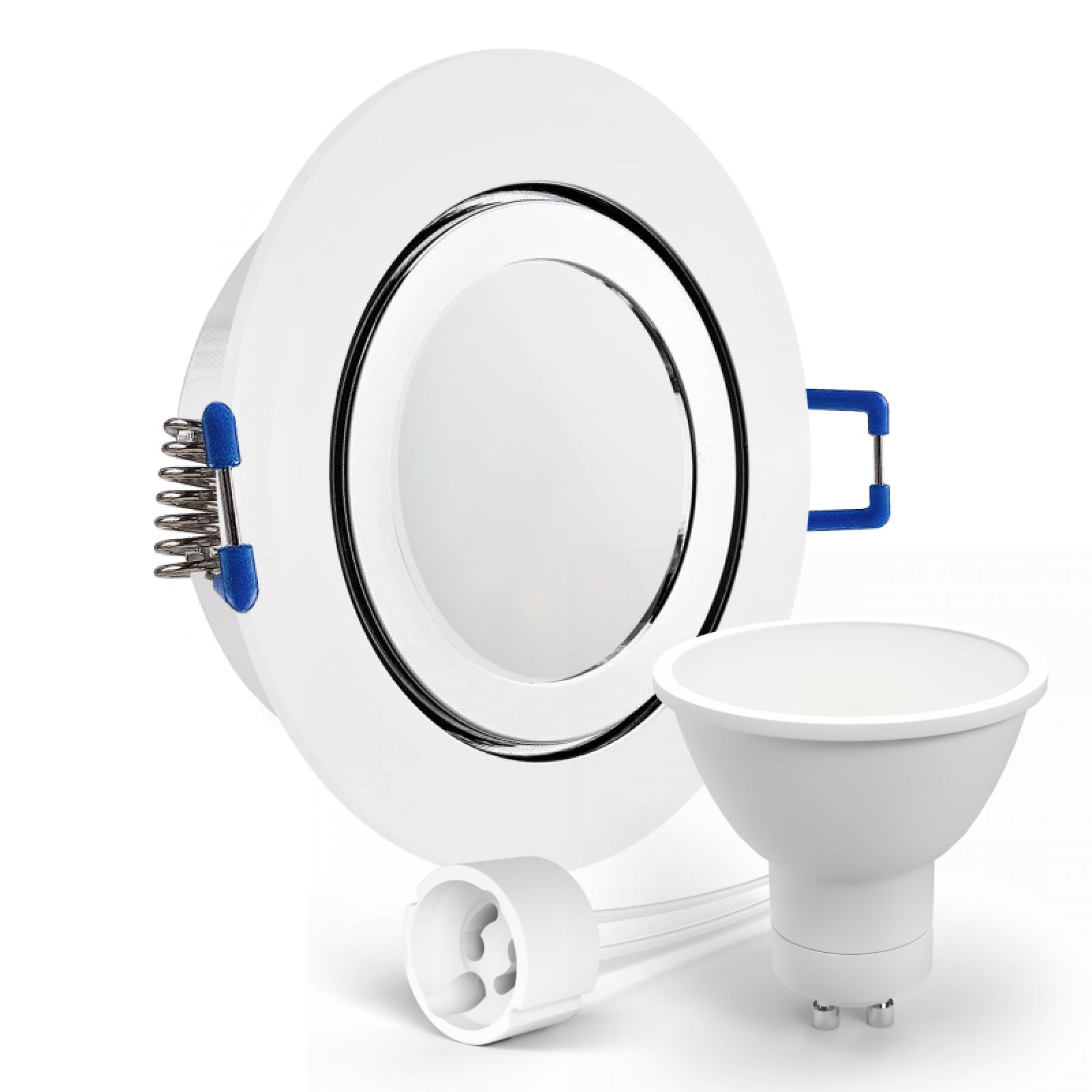  LED Deckenspot Feuchtraum IP44 Chrom glänzend rund Glas Einbaudurchmesser Ø 60mm - 75mm Tiefe 64mm Fassung 1,2W LED Lichtfarbe warmweiß GU10 230V
